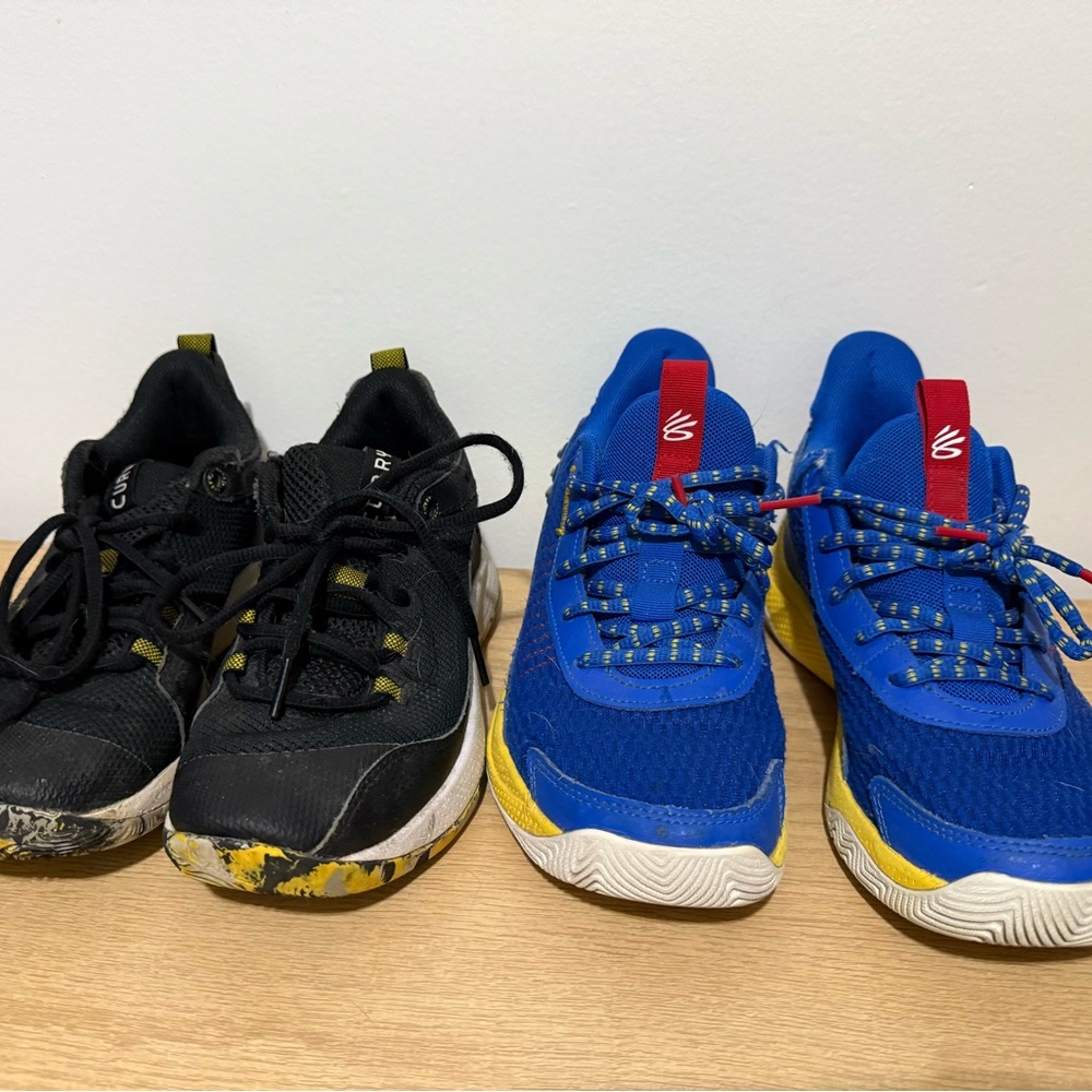 Under Armour Steph Curry Kids Black and Blue Sneakers 2 Pairs
